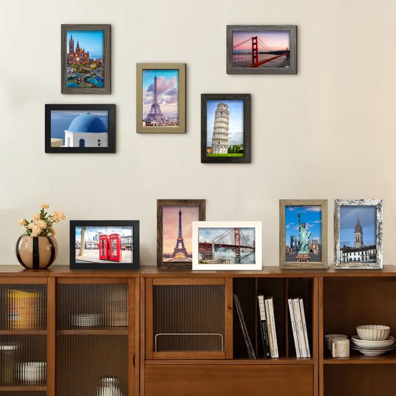 SESEAT 5x7 Pictrue Frame Set of 10, Wall and Tabletop Display, Mix Multi Color - Image 3